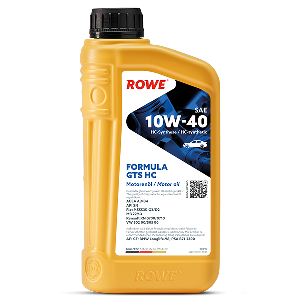МОТОРНО МАСЛО ROWE HIGHTEC FORMULA GTS SAE 10W-40 HC